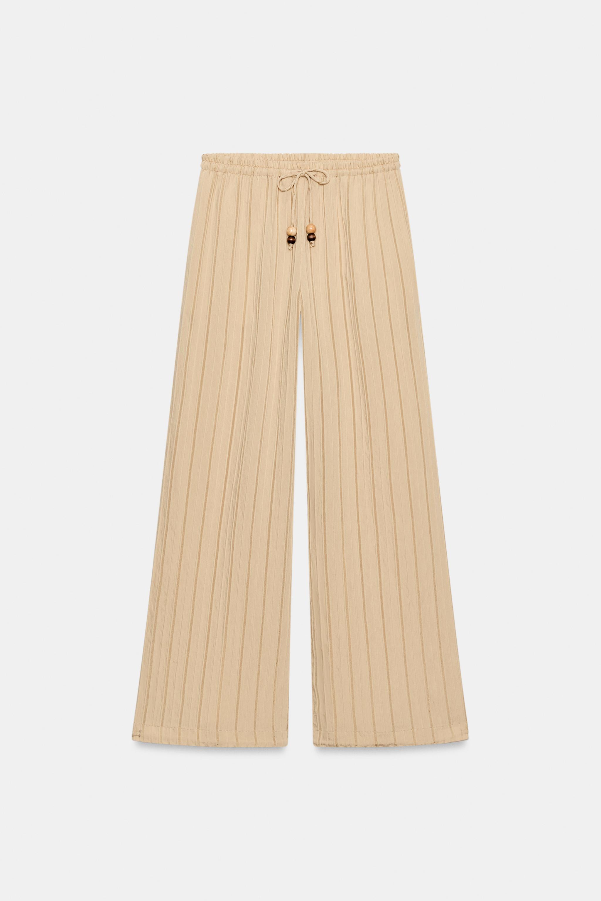 STRIPED WIDE LEG PANTS WITH ELASTIC WAIST